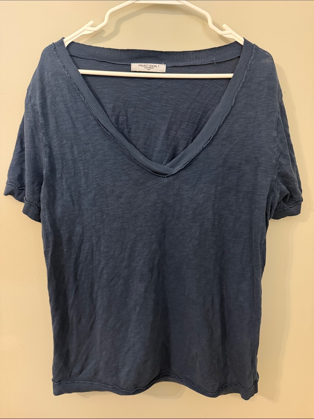 Project Social T V-Neck Short Sleeve Tee in Blue
